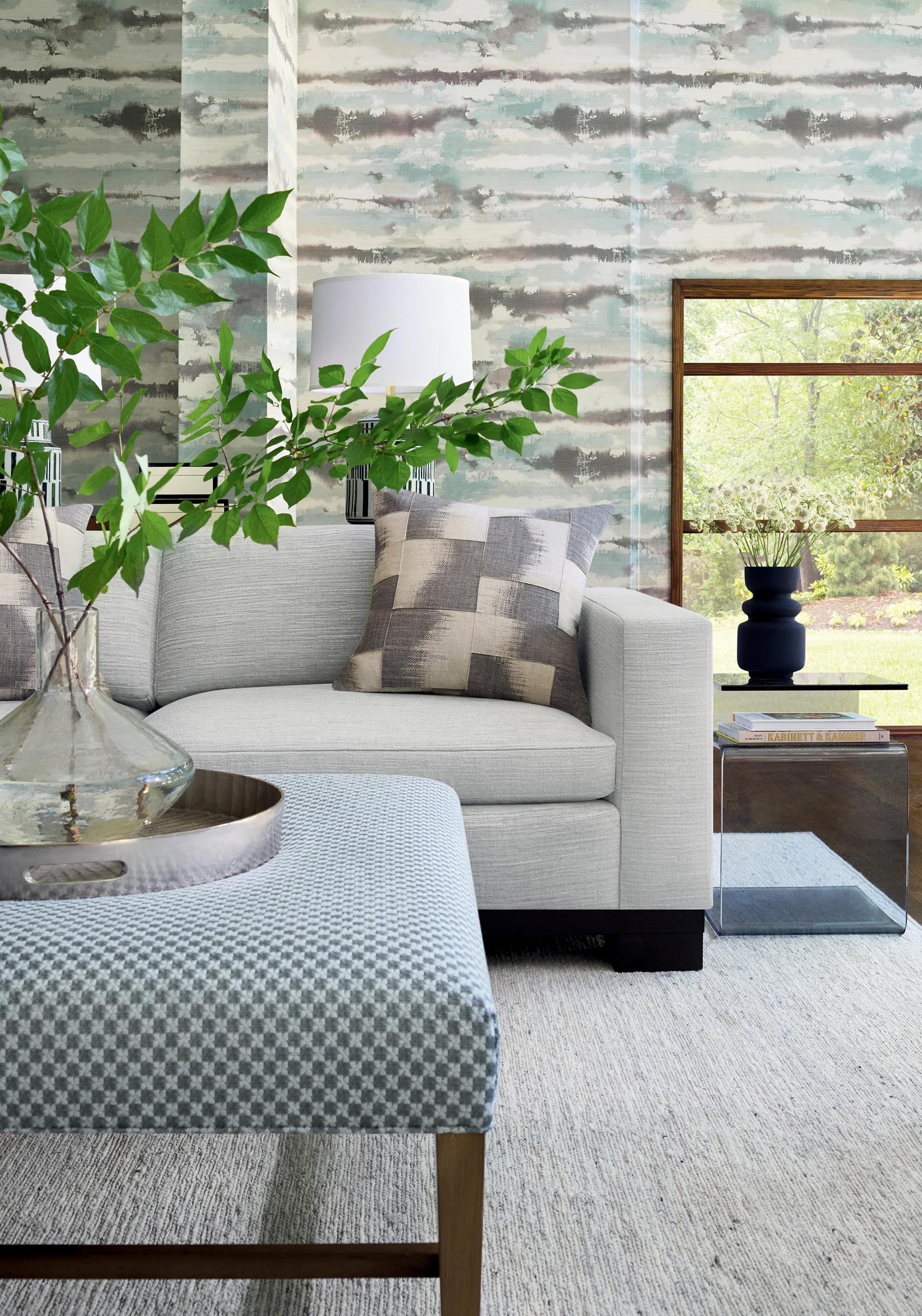 Thibaut Raffia Squares in Graphite (F924430)