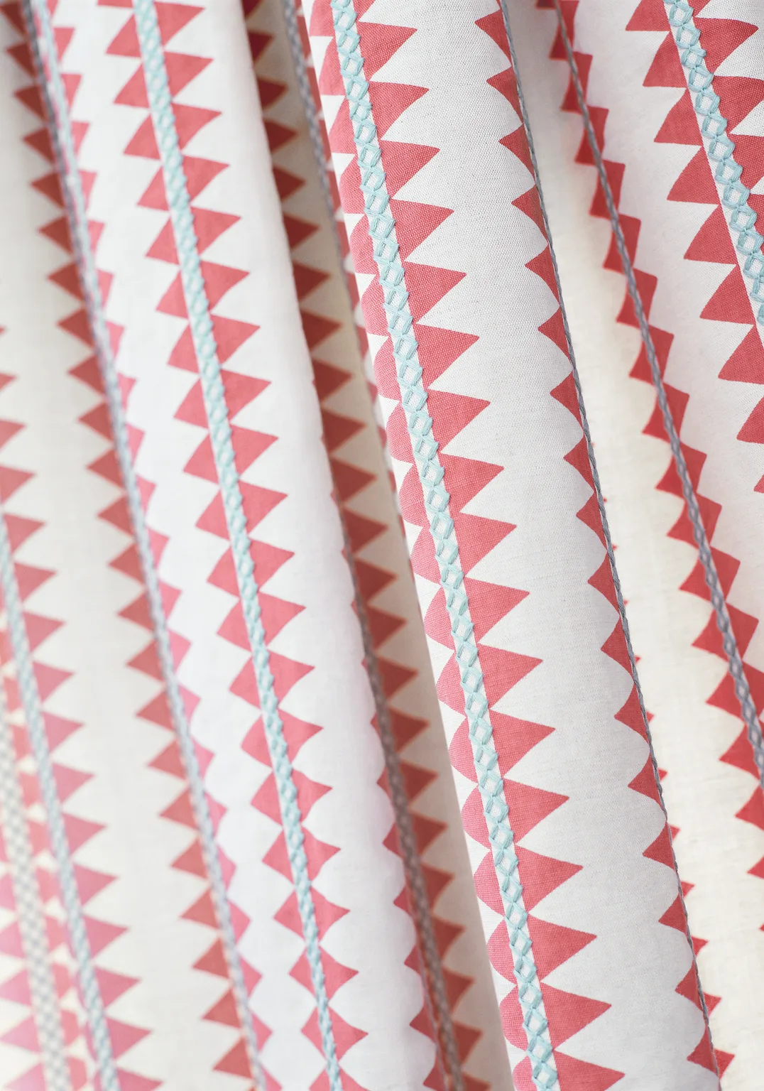 Thibaut Reno Stripe Embroidery in Coral (W713245)