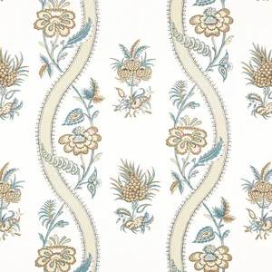 Thibaut Ribbon Floral in Beige and Spa Blue (F936425)