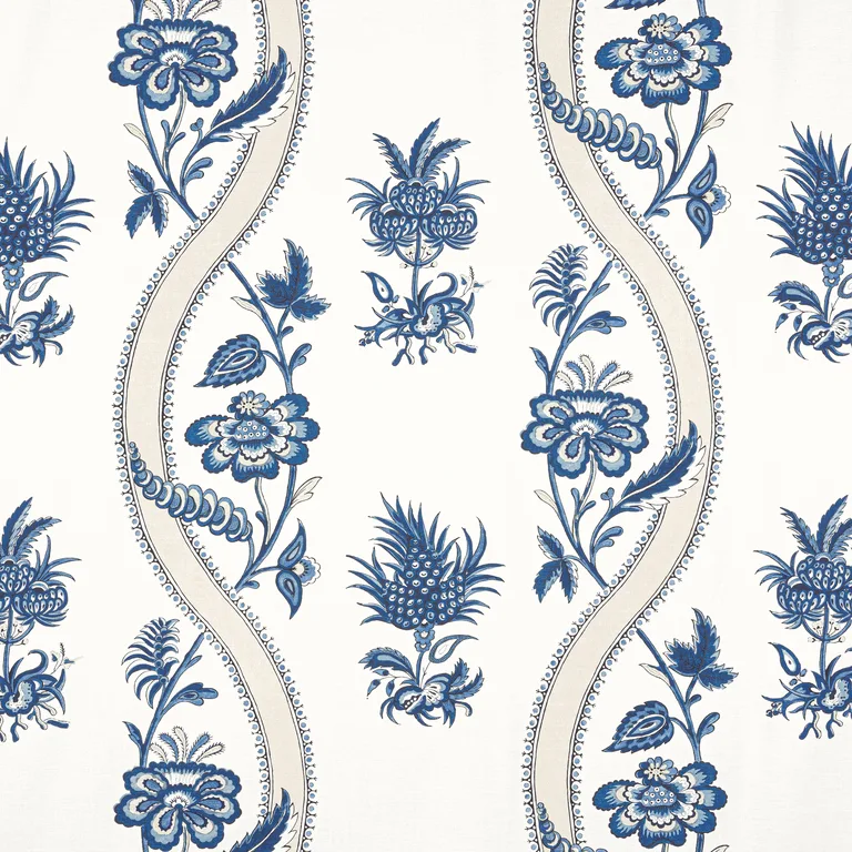 Thibaut Ribbon Floral in Blue and White (F936423)