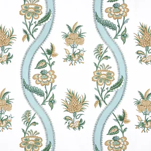 Thibaut Ribbon Floral in Seaglass and Gold (F936422)