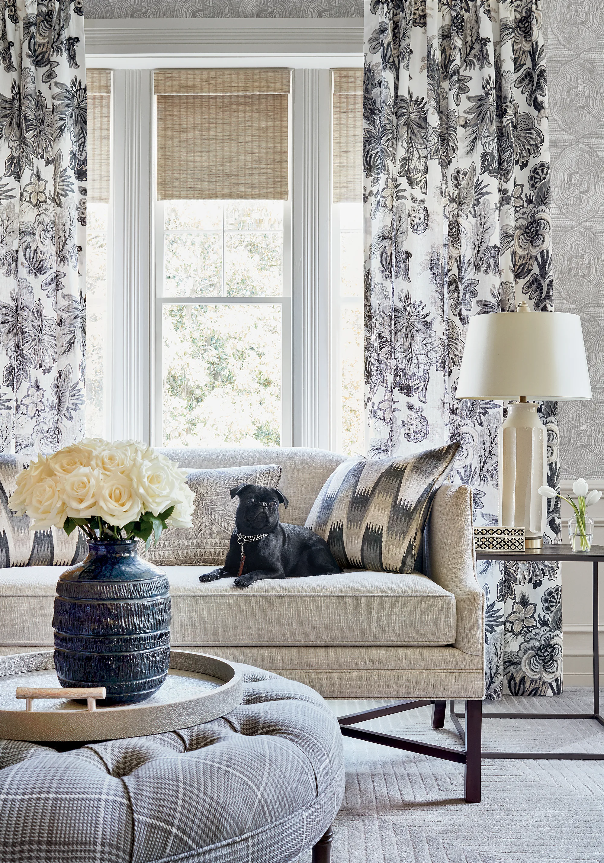 Thibaut Stockholm Chevron in Black and Grey (F910244)