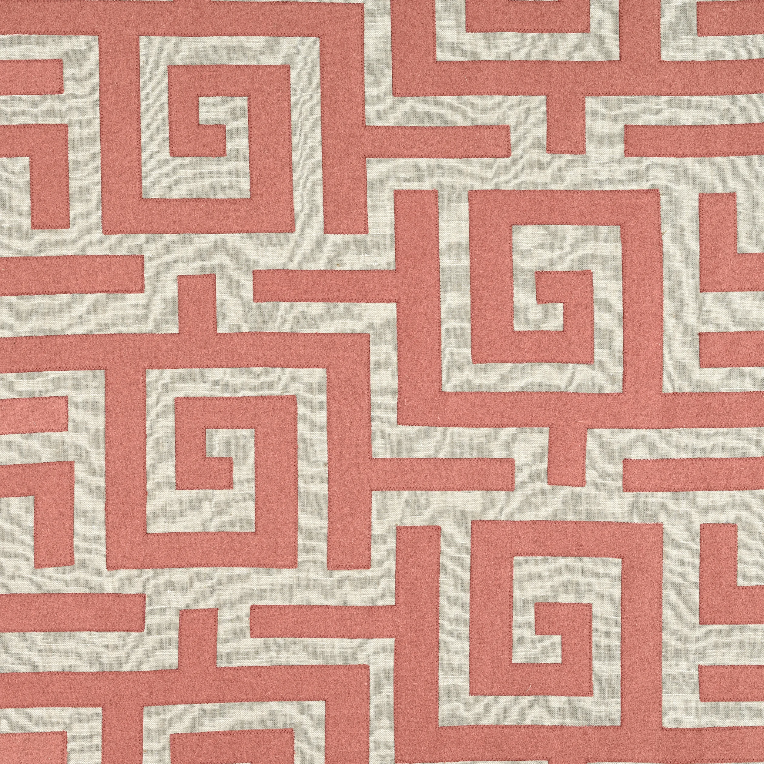 Thibaut Tulum Applique in Coral on Natural (W713223)