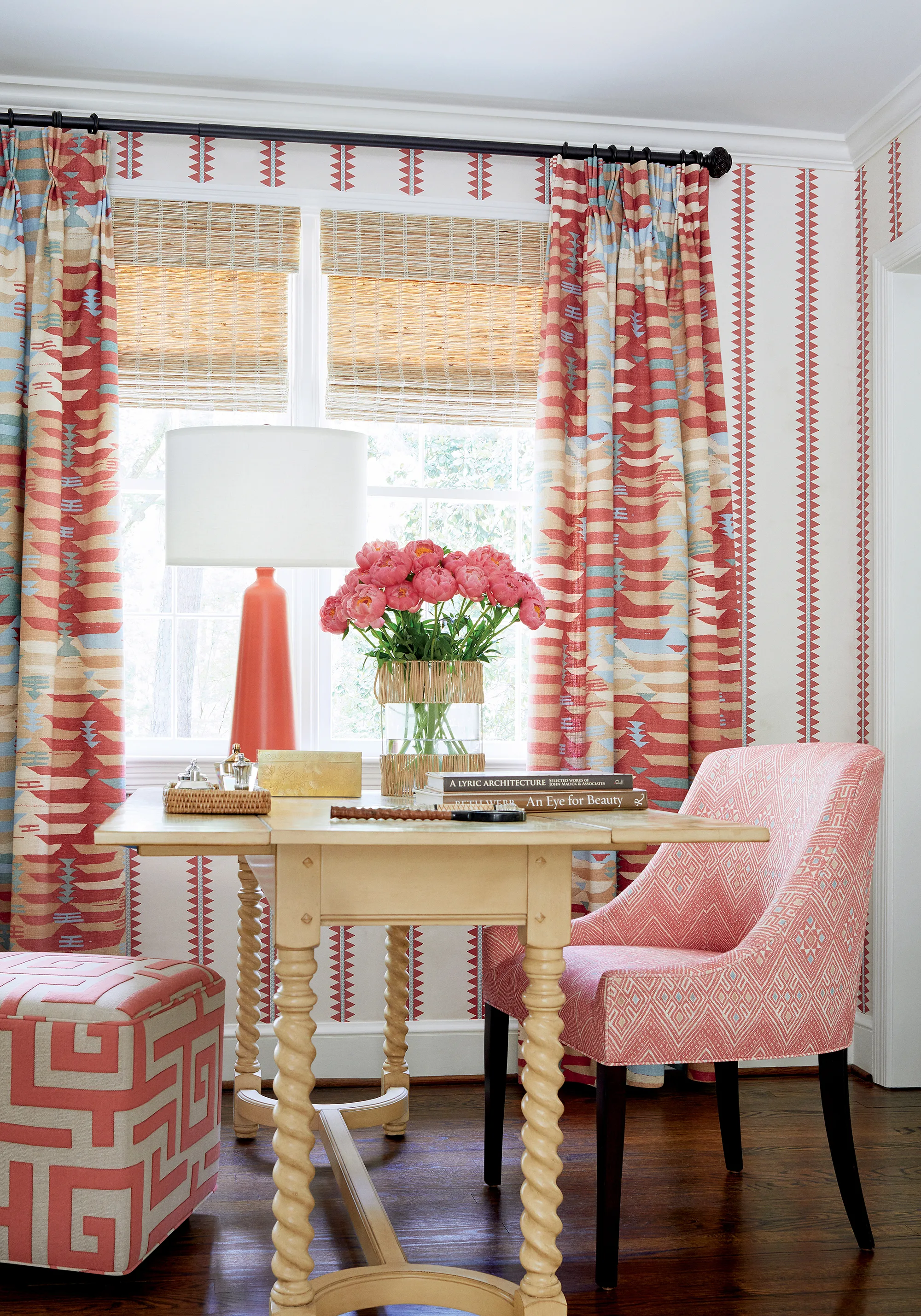 Thibaut Tulum Applique in Coral on Natural (W713223)