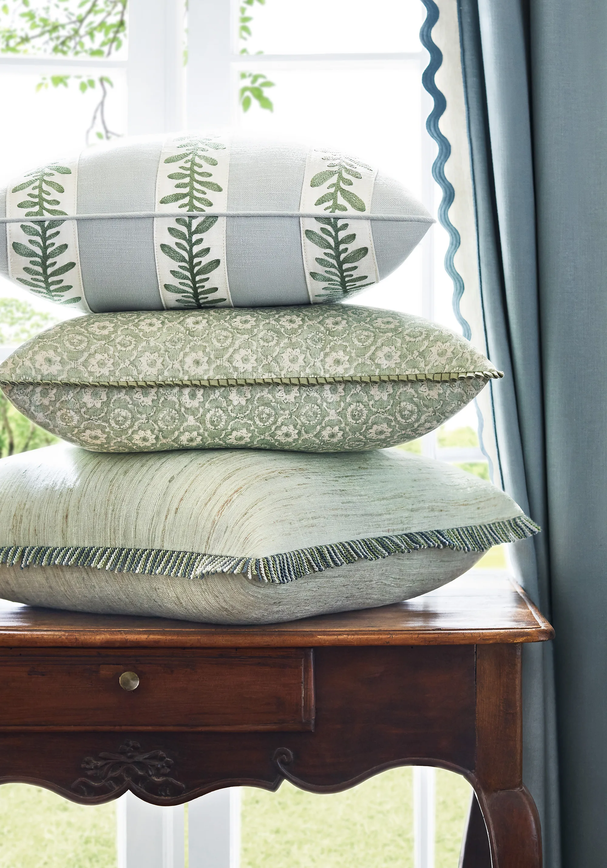 Anna French Esme Fringe in Mallard and Sage (AE12360)
