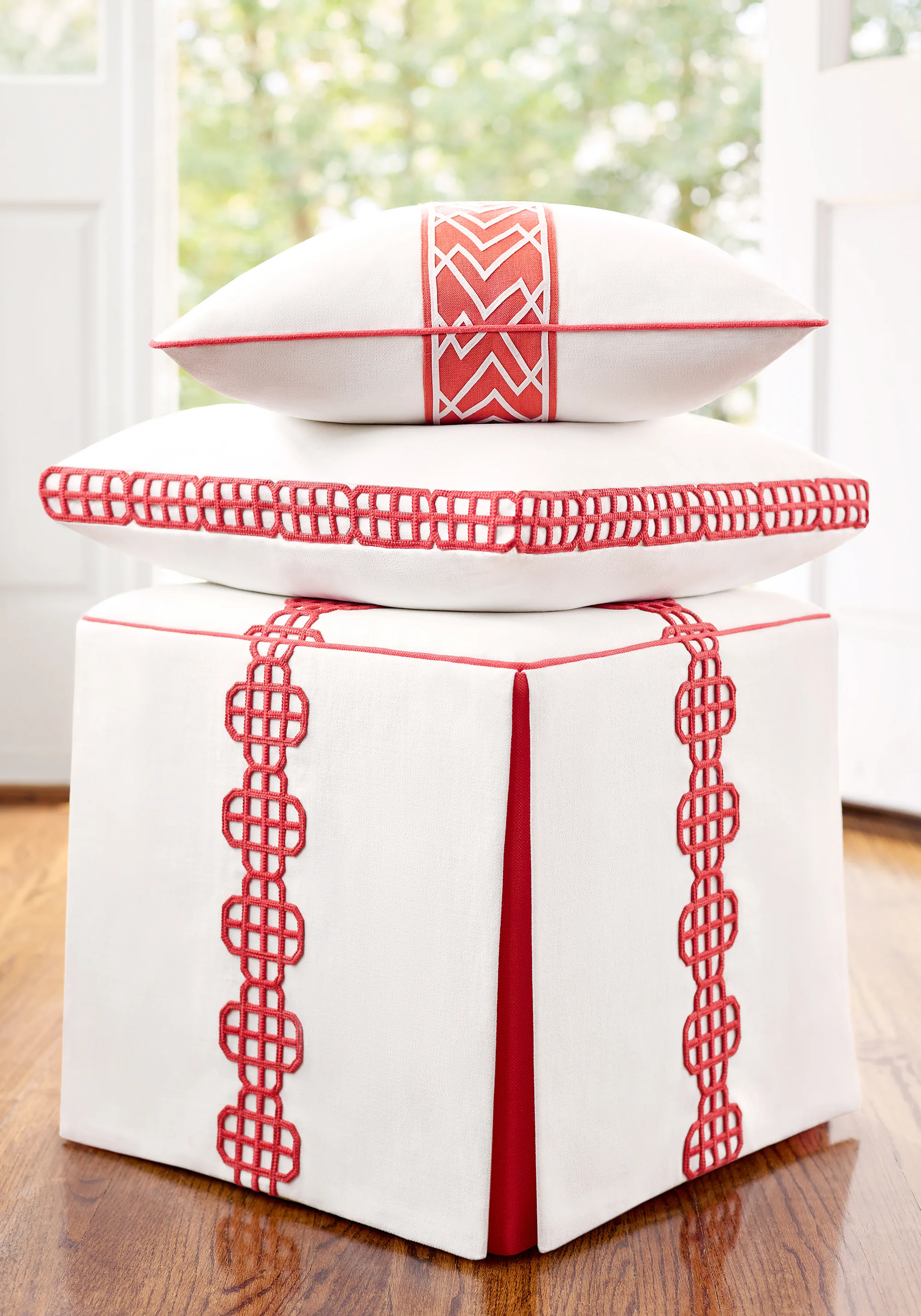 Thibaut Fret Applique in Coral (E12265)