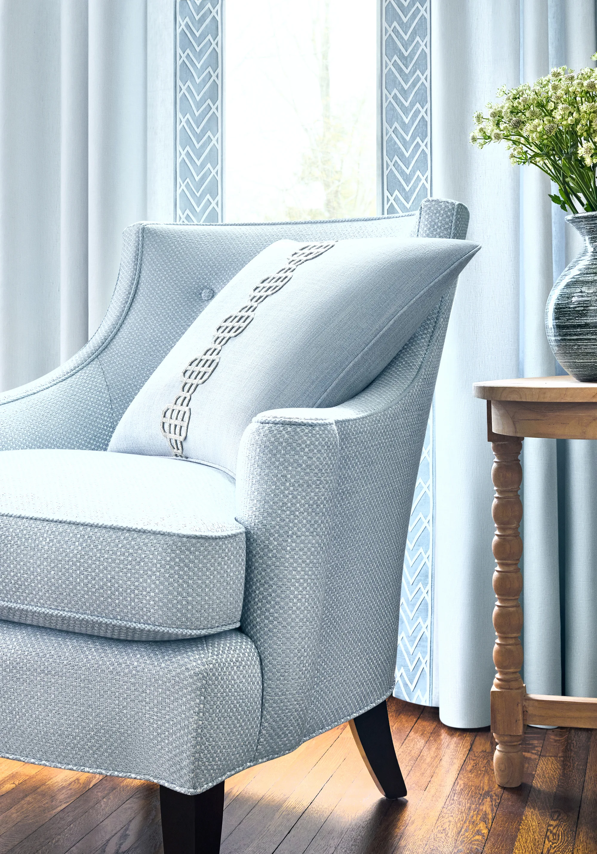 Thibaut Fret Applique in Linen (E12263)