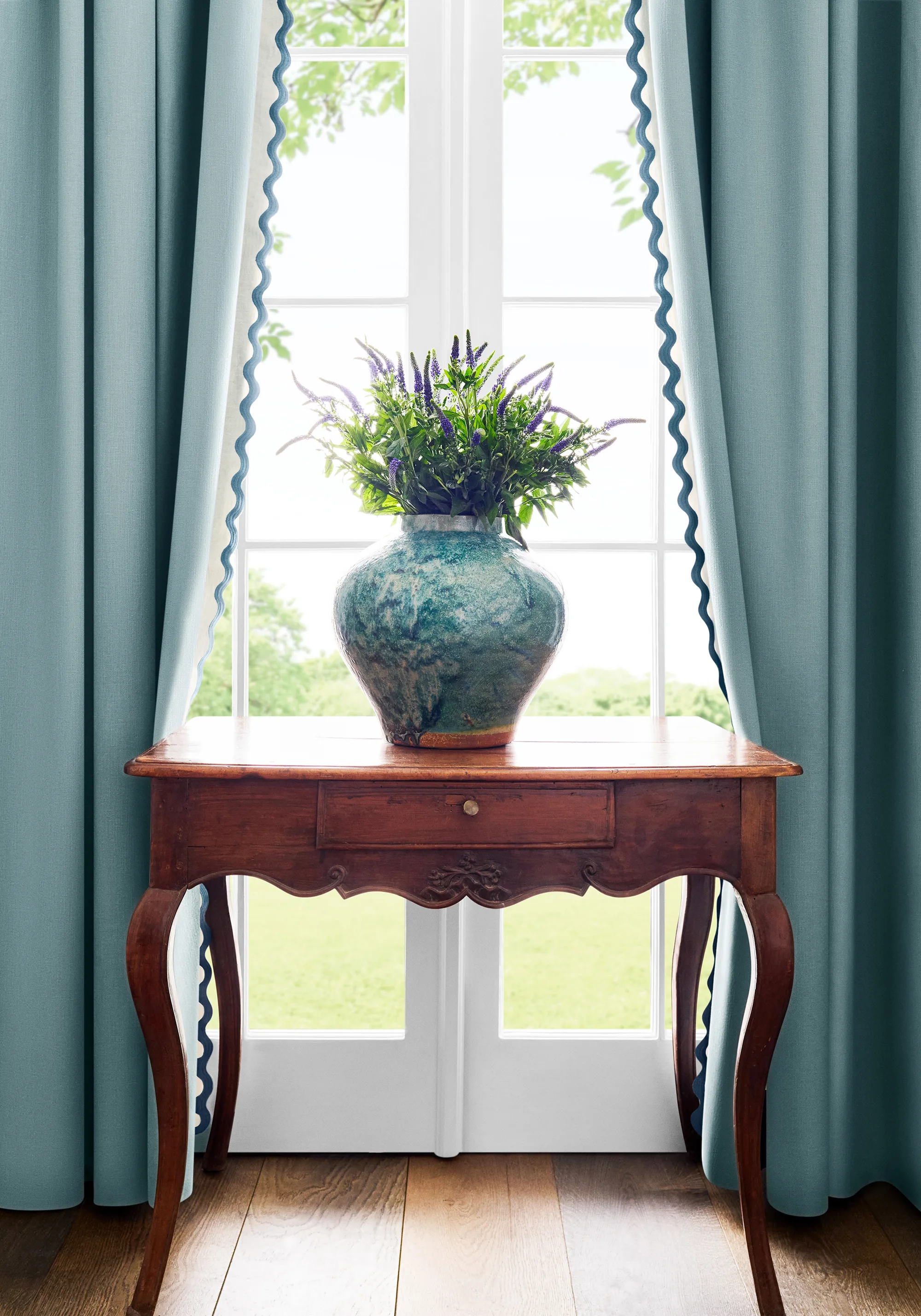 Thibaut Wave Tape in Cadet on Linen (E12336)