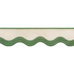 Thibaut Wave Tape in Kelly on Linen (E12337)