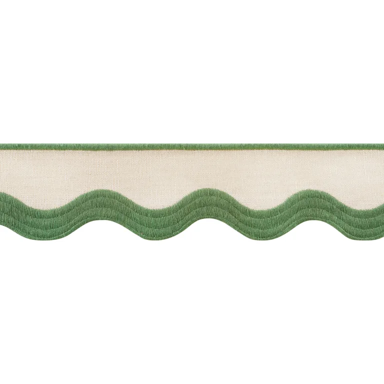 Thibaut Wave Tape in Kelly on Linen (E12337)