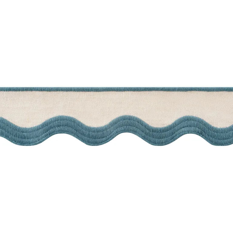 Thibaut Wave Tape in Peacock on Linen (E12338)