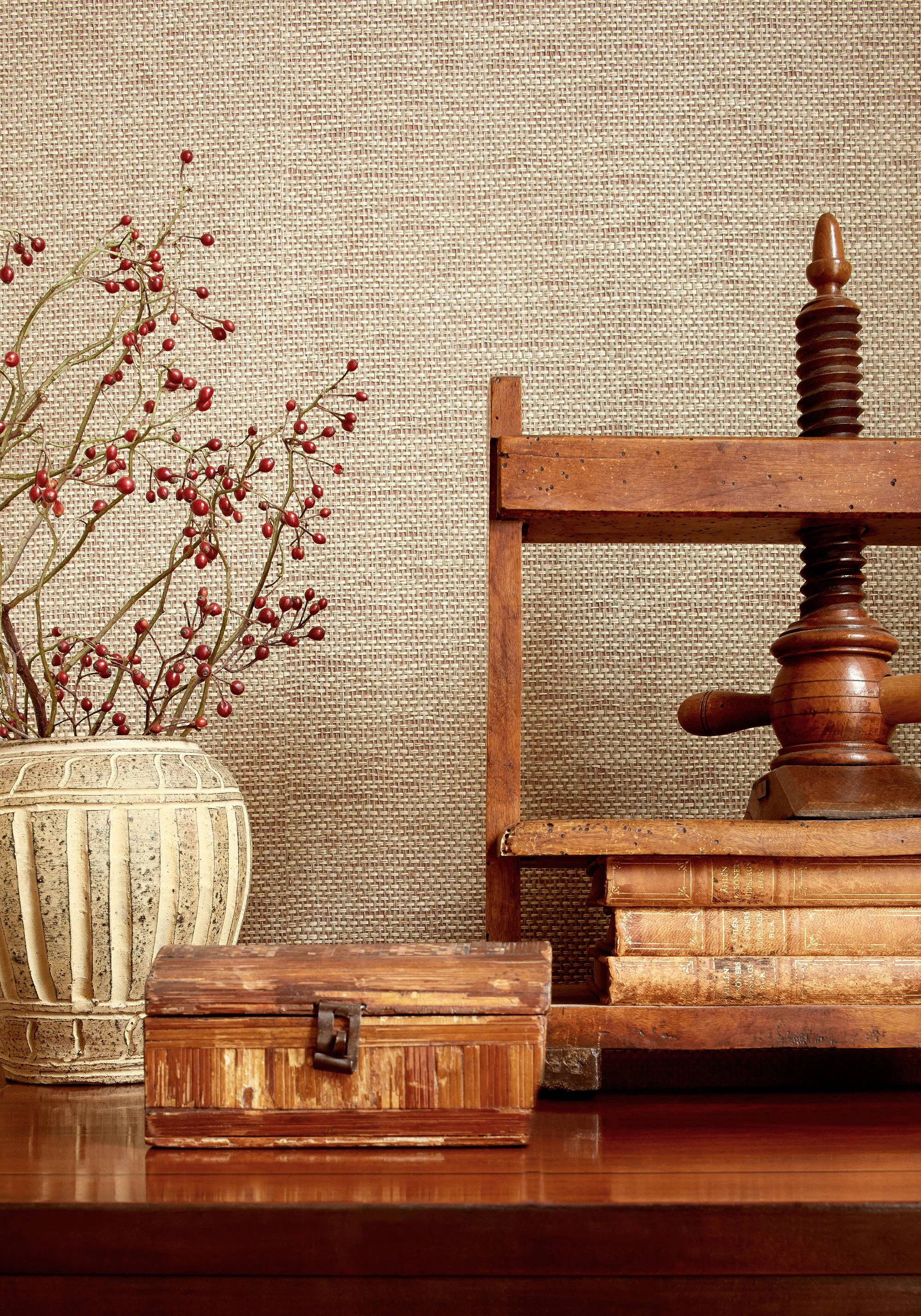 T41138 | Adriatic - Taupe and Red Thibaut Adriatic in Taupe and Red (T41138)