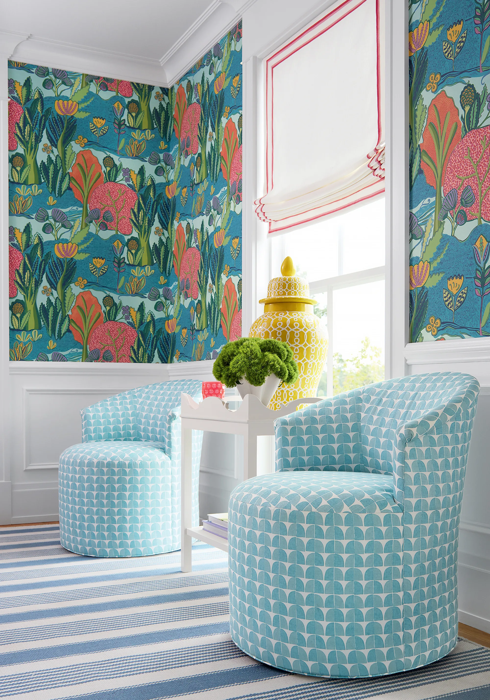 T45012 | Albero - Tangerine and Turquoise Thibaut Albero in Tangerine and Turquoise (T45012)