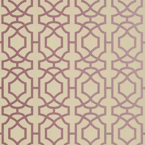 Thibaut Alston Trellis in Metallic Plum on Beige (T13028)