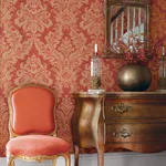 T6872 | Argentina Damask - Metallic Gold on Red Thibaut Argentina Damask in Metallic Gold on Red (T6872)