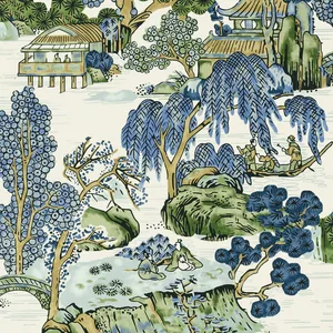 Thibaut Asian Scenic in Blue and Green (T75462)