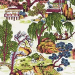 T75464 | Asian Scenic - Coral and Green Thibaut Asian Scenic in Coral and Green (T75464)