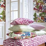 T75464 | Asian Scenic - Coral and Green Thibaut Asian Scenic in Coral and Green (T75464)