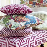T75464 | Asian Scenic - Coral and Green Thibaut Asian Scenic in Coral and Green (T75464)