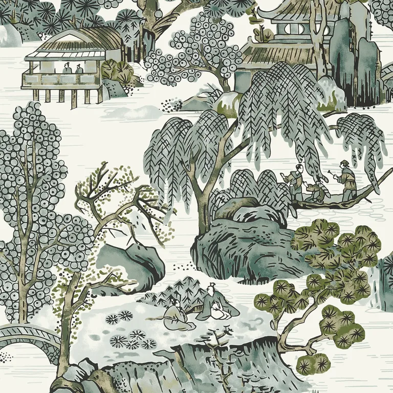 Thibaut Asian Scenic in Grey (T75463)