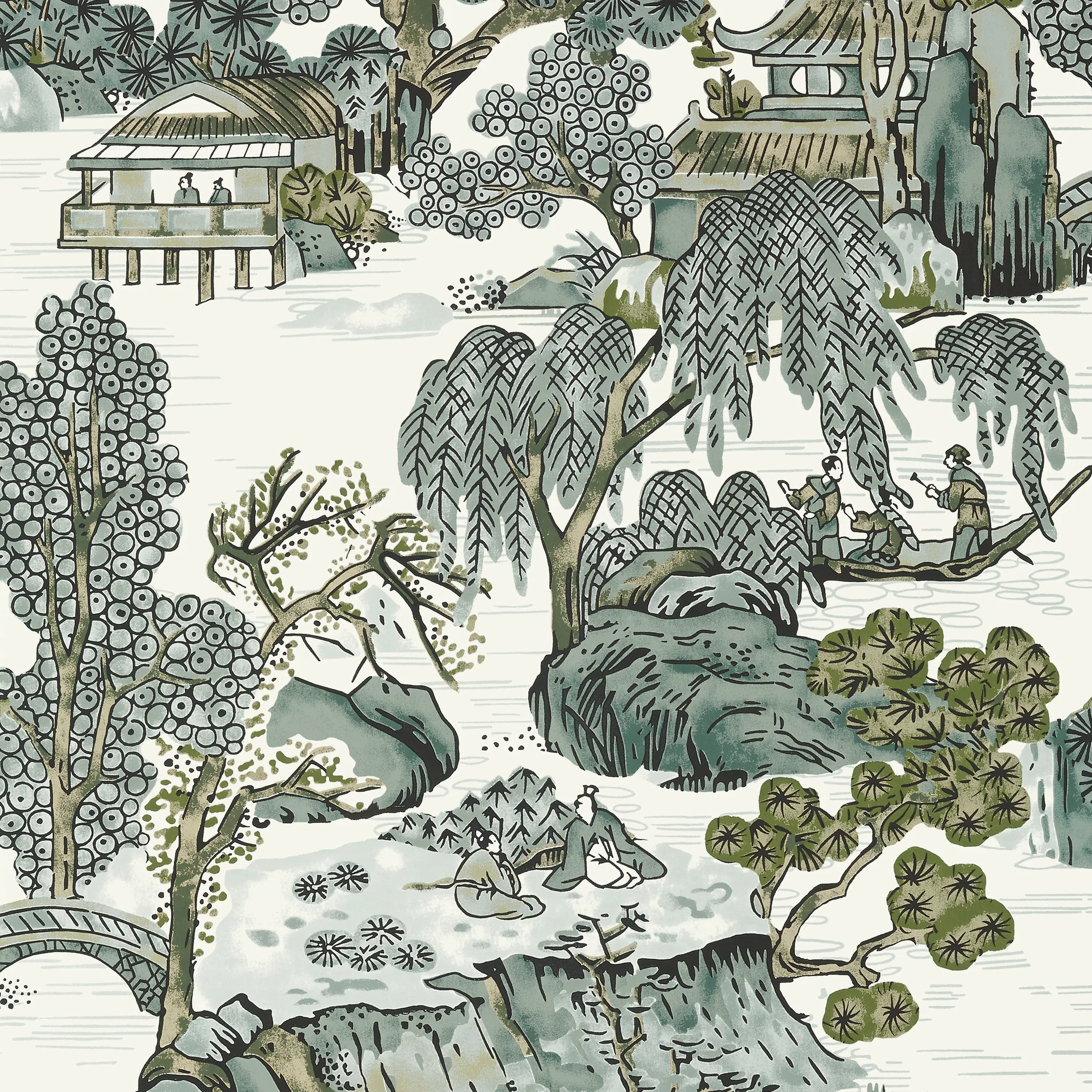 Thibaut Asian Scenic in Grey (T75463)