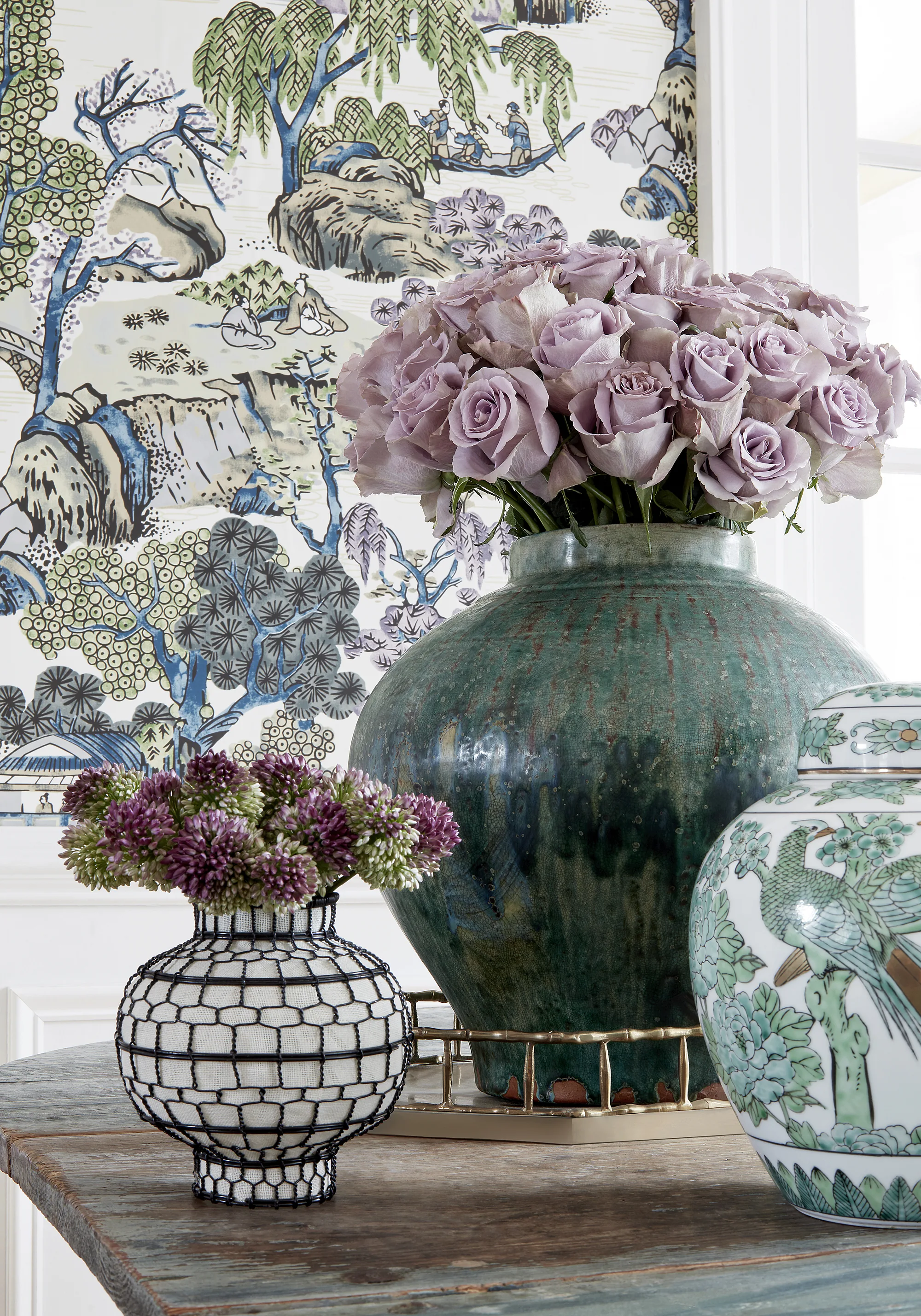 Thibaut Asian Scenic in Purple and Blue (T75459)