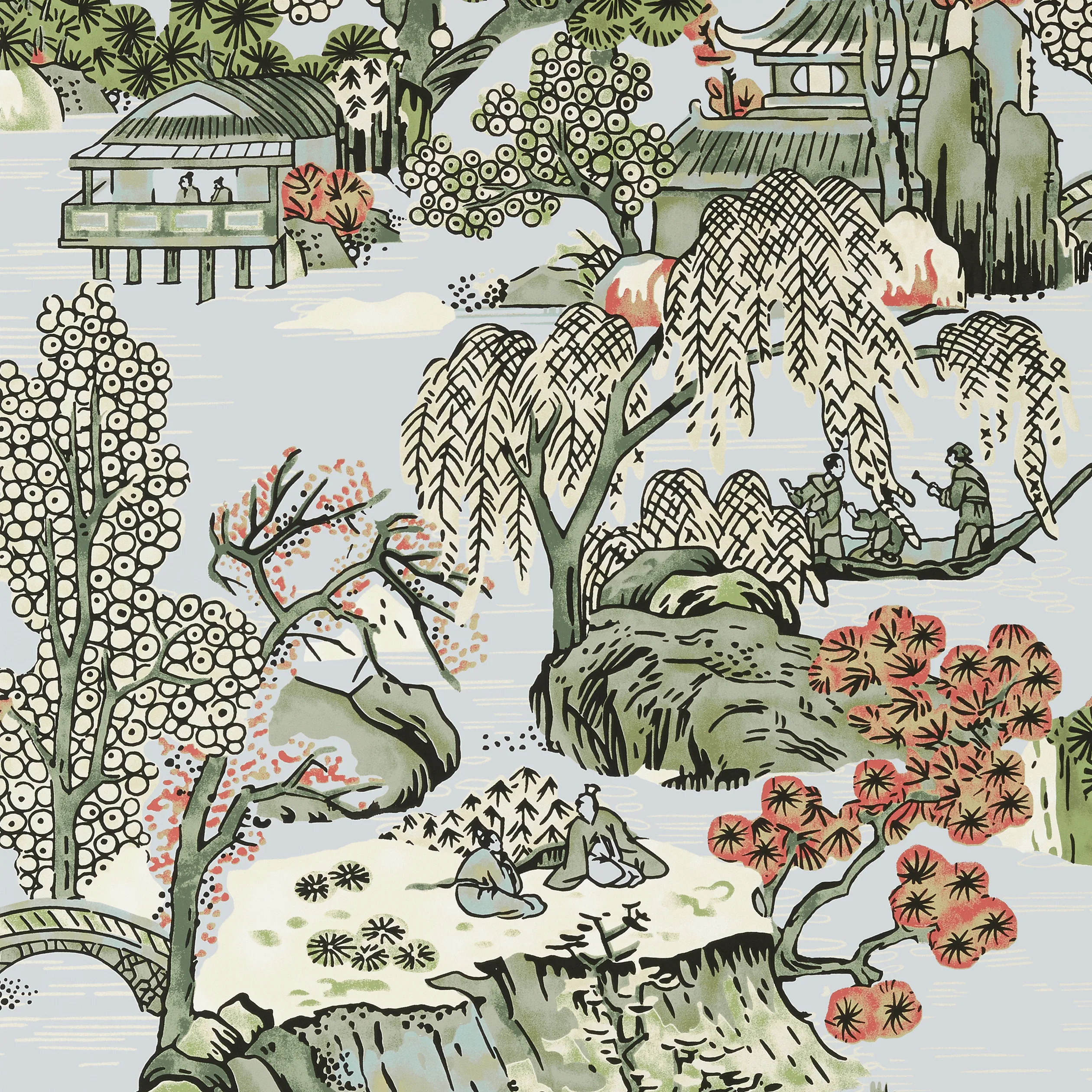 Thibaut Asian Scenic in Robin's Egg (T75460)
