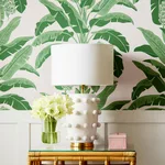 T13917 | Banana Tree - Pink and Green Thibaut Banana Tree in Pink and Green (T13917)
