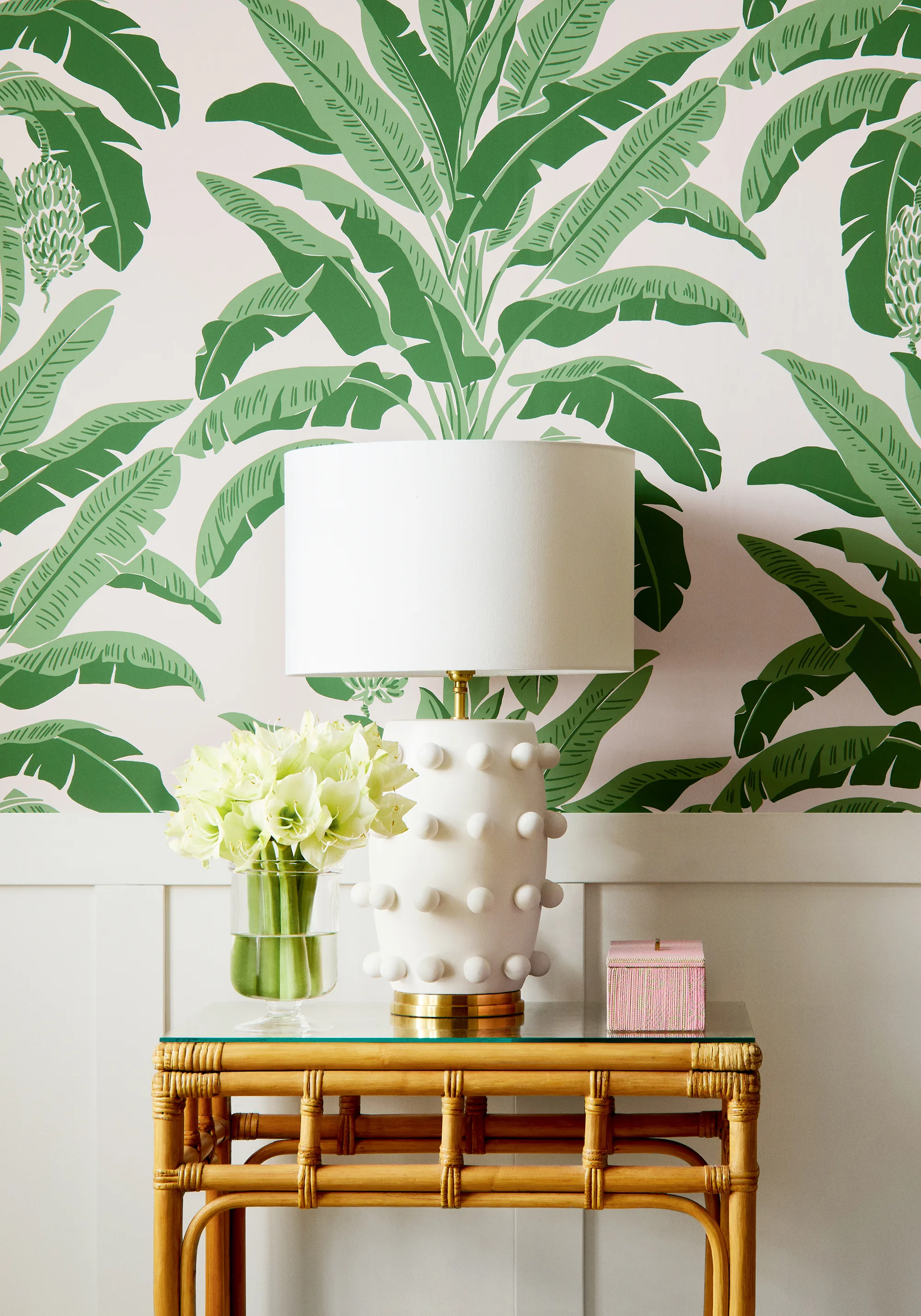 T13917 | Banana Tree - Pink and Green Thibaut Banana Tree in Pink and Green (T13917)