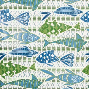 Thibaut Batik Fish in Blue and Green (T15870)