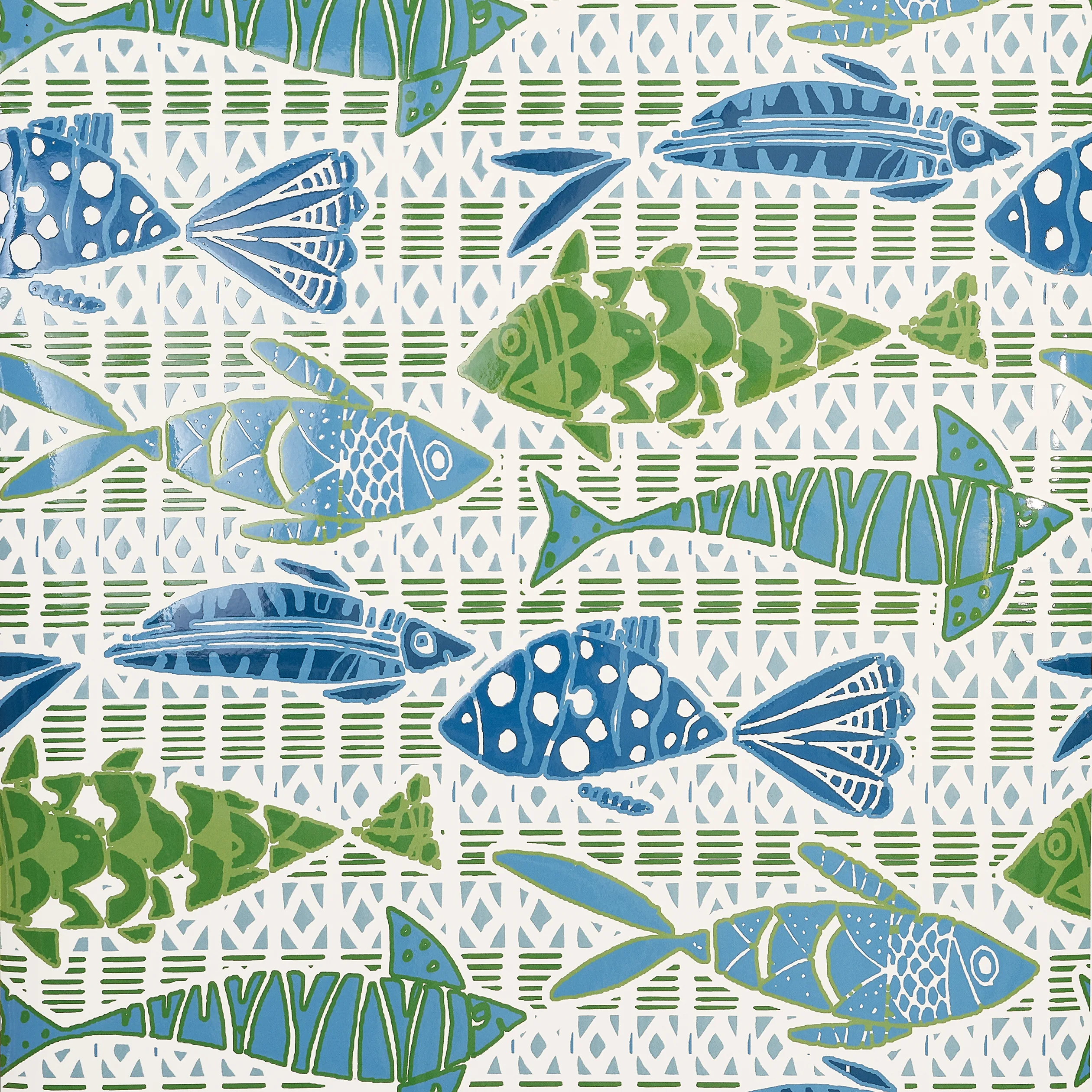 Thibaut Batik Fish in Blue and Green (T15870)