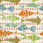 T15869 | Batik Fish - Coral and Blue Thibaut Batik Fish in Coral and Blue (T15869)
