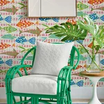 T15869 | Batik Fish - Coral and Blue Thibaut Batik Fish in Coral and Blue (T15869)