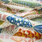 T15869 | Batik Fish - Coral and Blue Thibaut Batik Fish in Coral and Blue (T15869)