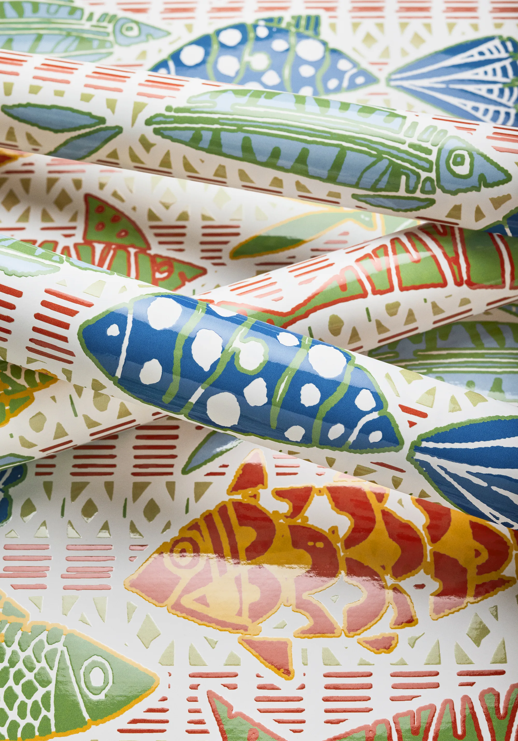 T15869 | Batik Fish - Coral and Blue Thibaut Batik Fish in Coral and Blue (T15869)
