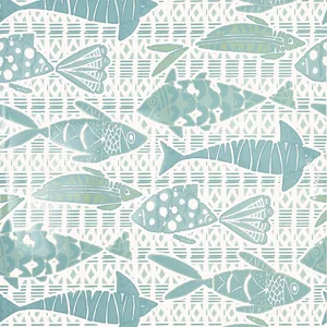 Thibaut Batik Fish in Spa Blue (T15871)