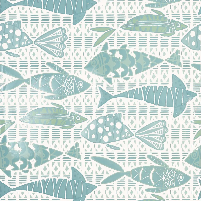 Thibaut Batik Fish in Spa Blue (T15871)