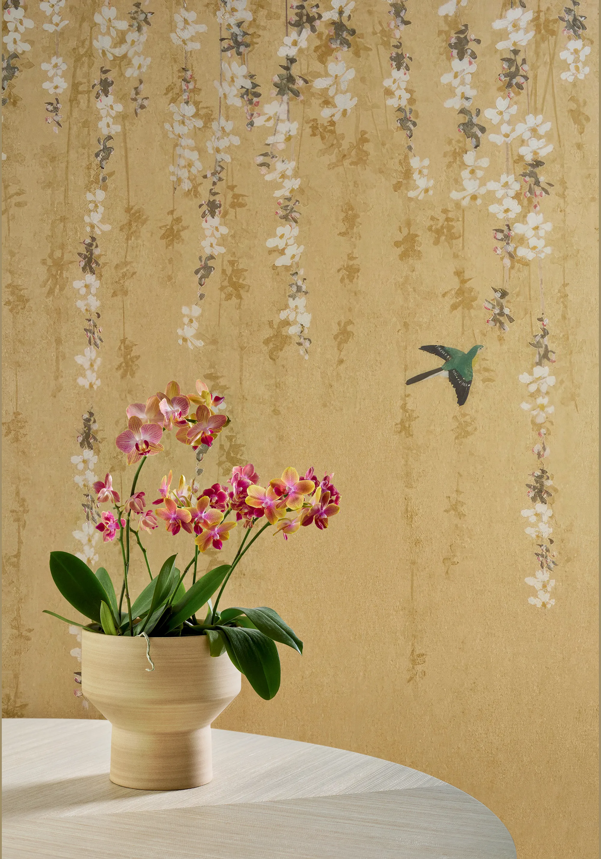 TM24452 | Blossom Mural - Gold Thibaut Blossom Mural in Gold (TM24452)