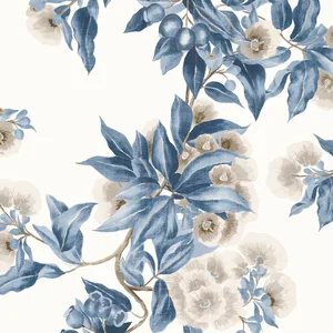 Anna French Camellia Garden in Navy and Linen (AT24553)
