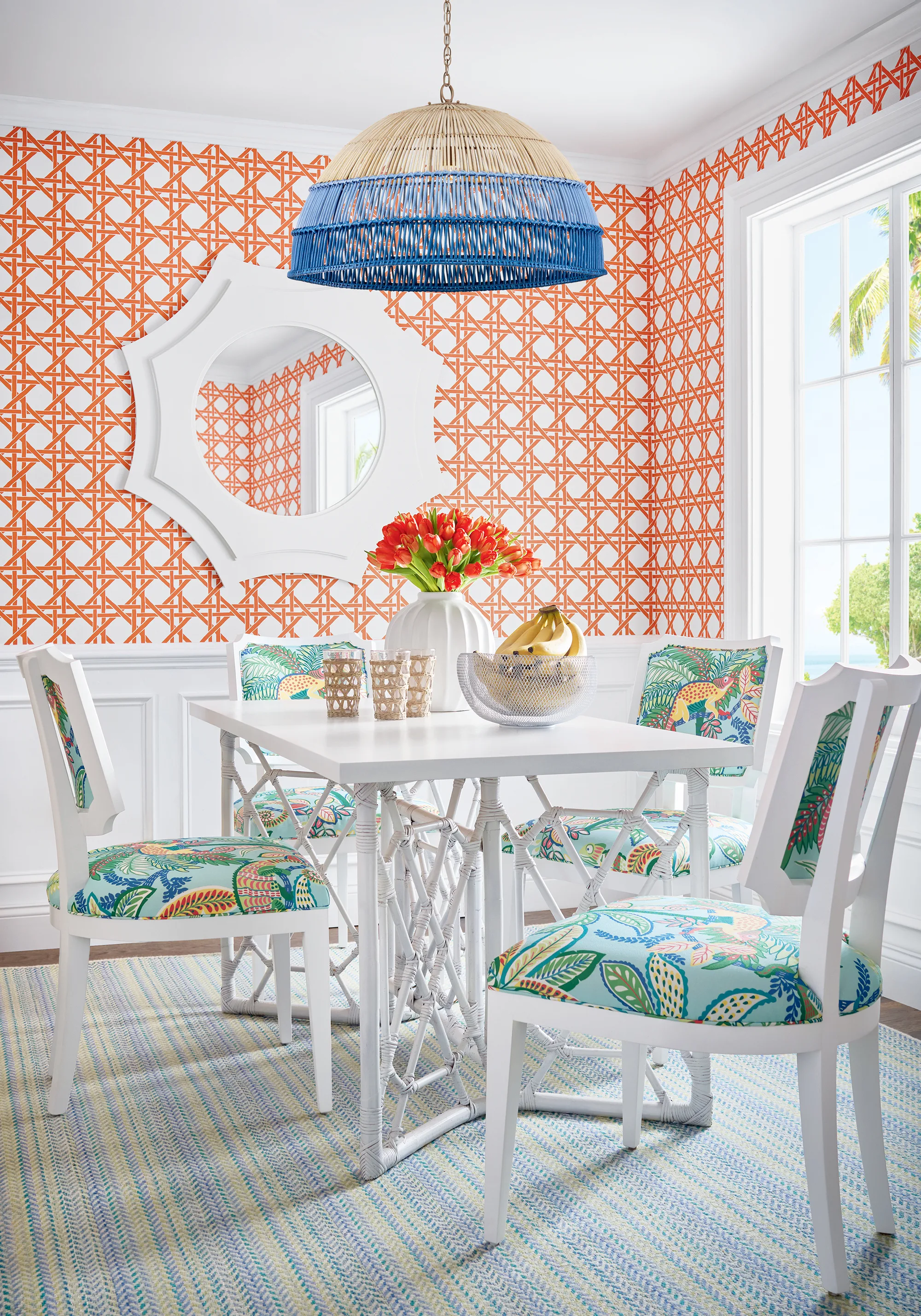 Thibaut Canary Trellis in Coral (T15818)