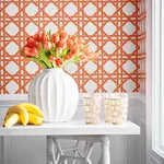 T15818 | Canary Trellis - Coral Thibaut Canary Trellis in Coral (T15818)