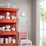 T15818 | Canary Trellis - Coral Thibaut Canary Trellis in Coral (T15818)