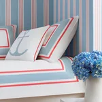 T13362 | Canvas Stripe - Blue and Coral Thibaut Canvas Stripe in Blue and Coral (T13362)