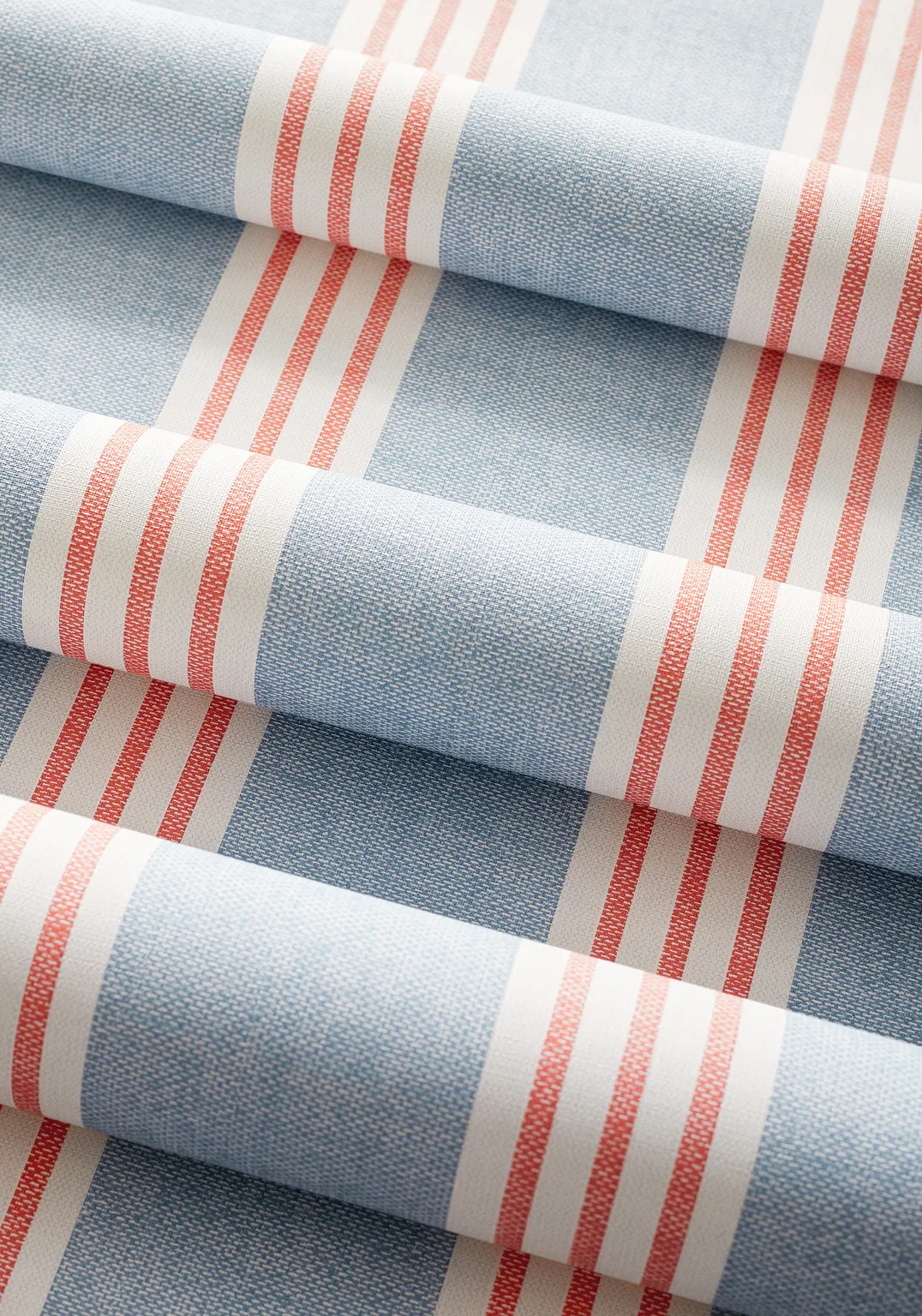 Thibaut Canvas Stripe in Blue and Coral (T13362)