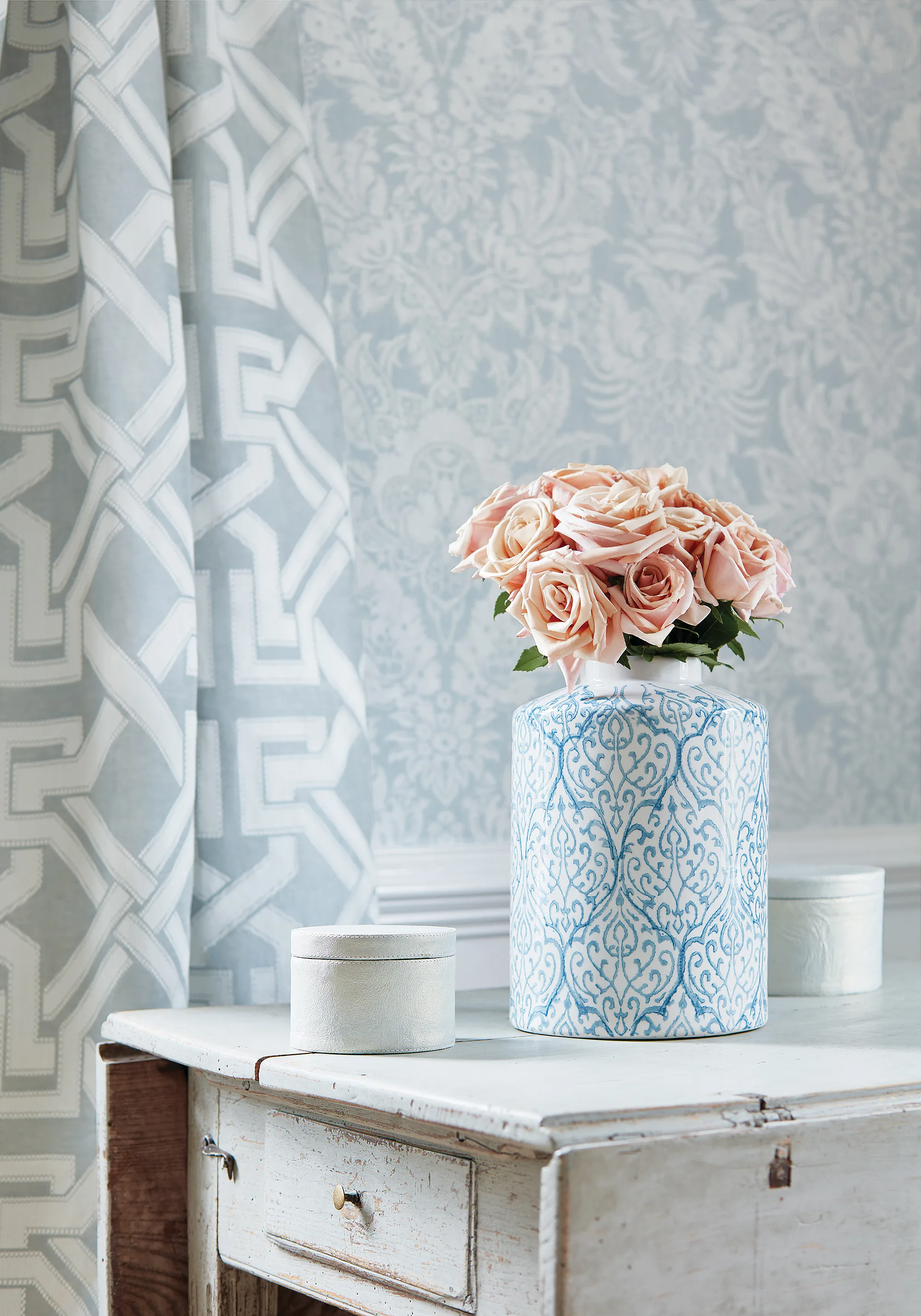 Thibaut Chardonnet Damask in Aqua (T72585)