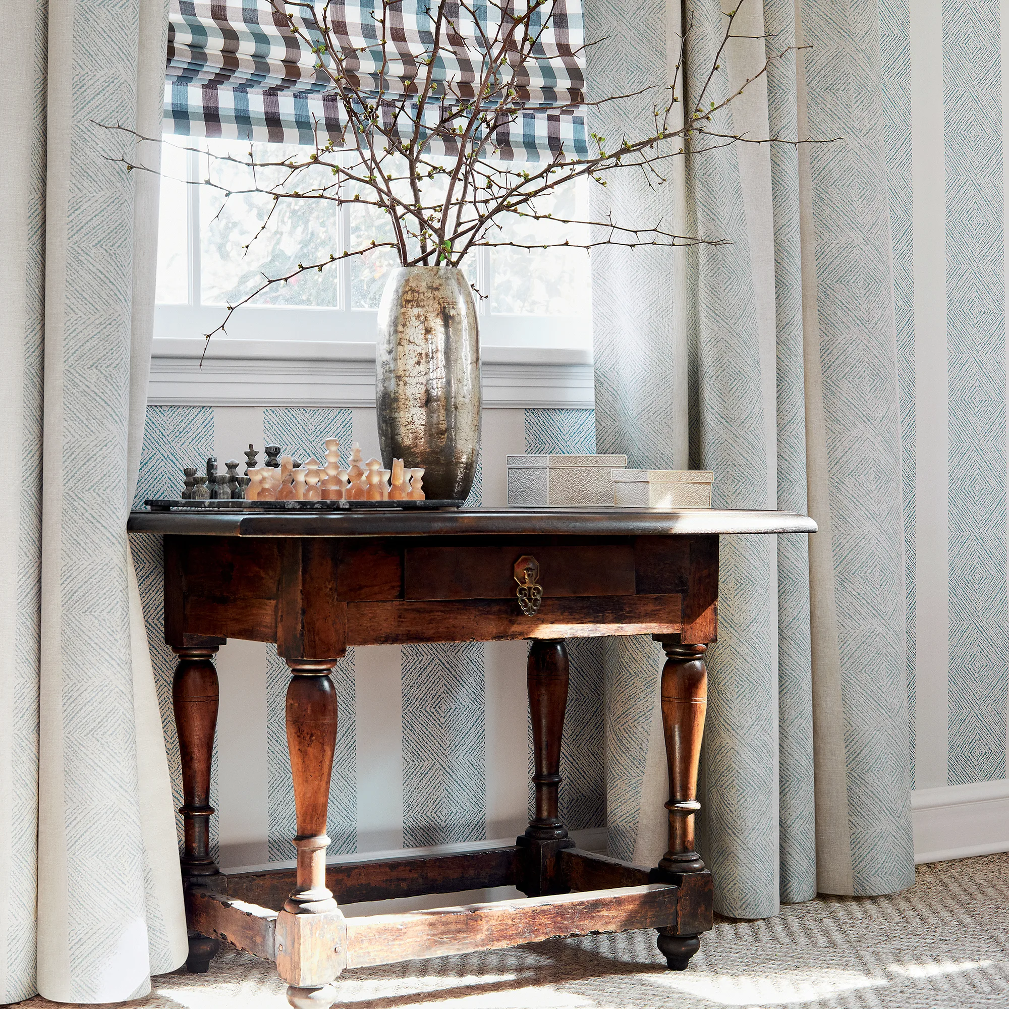 Anna French Clipperton Stripe in Blue on Natural (AT15129)