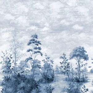 Anna French Cumbria Mural in Blue and White on Pearl (ATM16155)