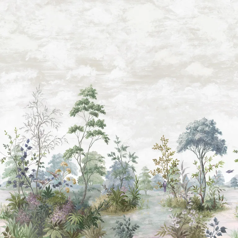 Anna French Cumbria Mural in Pale Blue and Green on Pearl (ATM16154)
