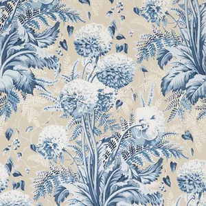 Anna French Dahlia in Navy on Linen (AT24540)