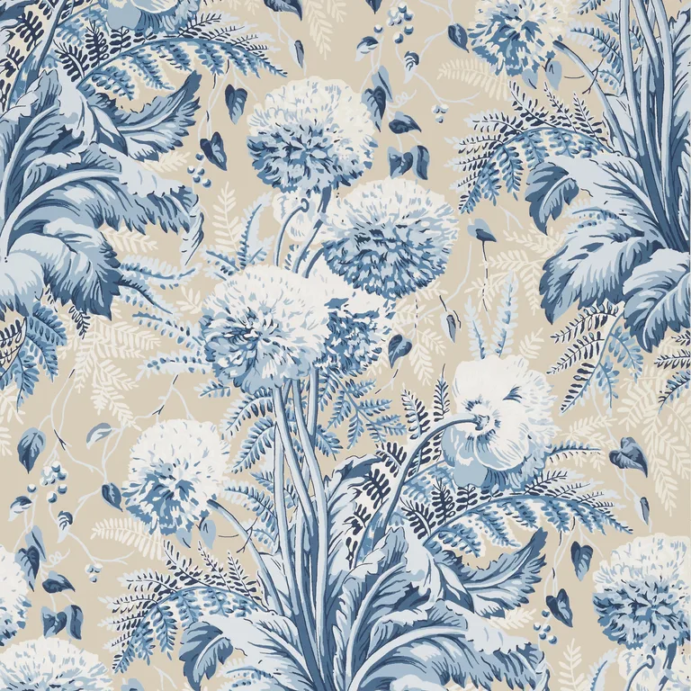 Anna French Dahlia in Navy on Linen (AT24540)